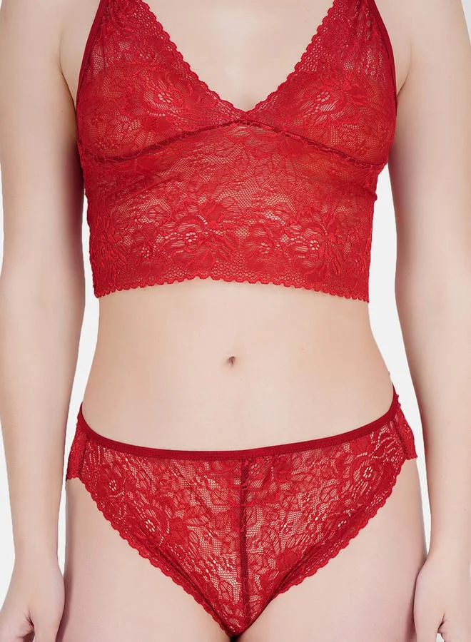 Take Two  Women Red Lace Lace Bralette and Bikini Set By Hill Islands for Women | Best Price UAE